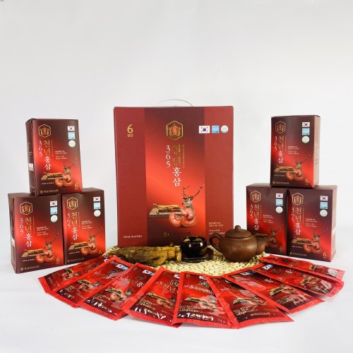Nước Hồng Sâm Linh Chi Nhung Hươu Hansusam 365 Hộp 60 Gói